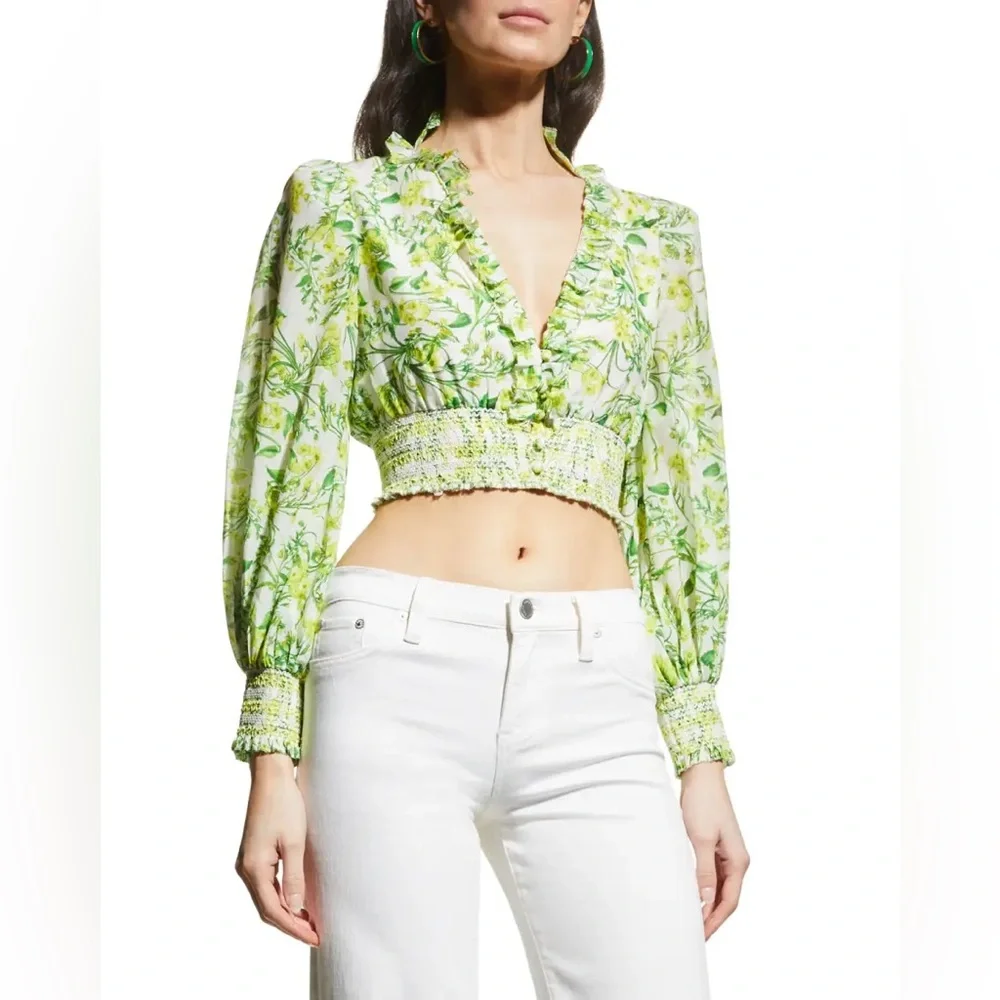 Alice and Olivia Callico Blouse Sz Medium - Picture 11 of 12